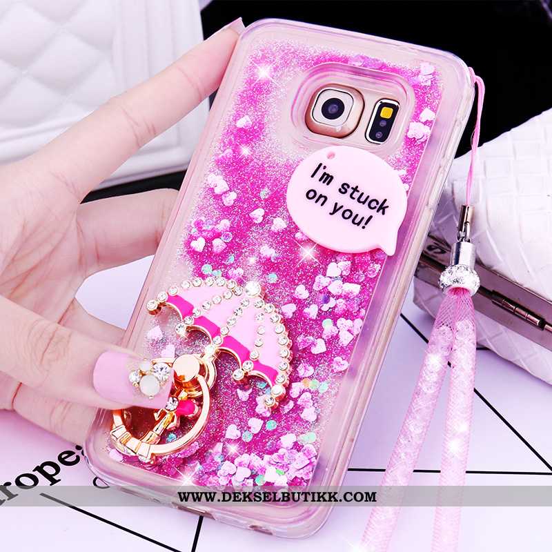 Deksel Samsung Galaxy S6 Cartoon Silikon Hengende Nakke Lilla, Etui Samsung Galaxy S6 Vakker Rabatt