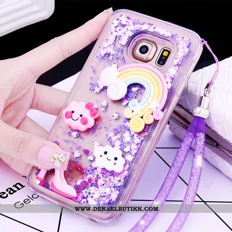 Deksel Samsung Galaxy S6 Cartoon Silikon Hengende Nakke Lilla, Etui Samsung Galaxy S6 Vakker Rabatt