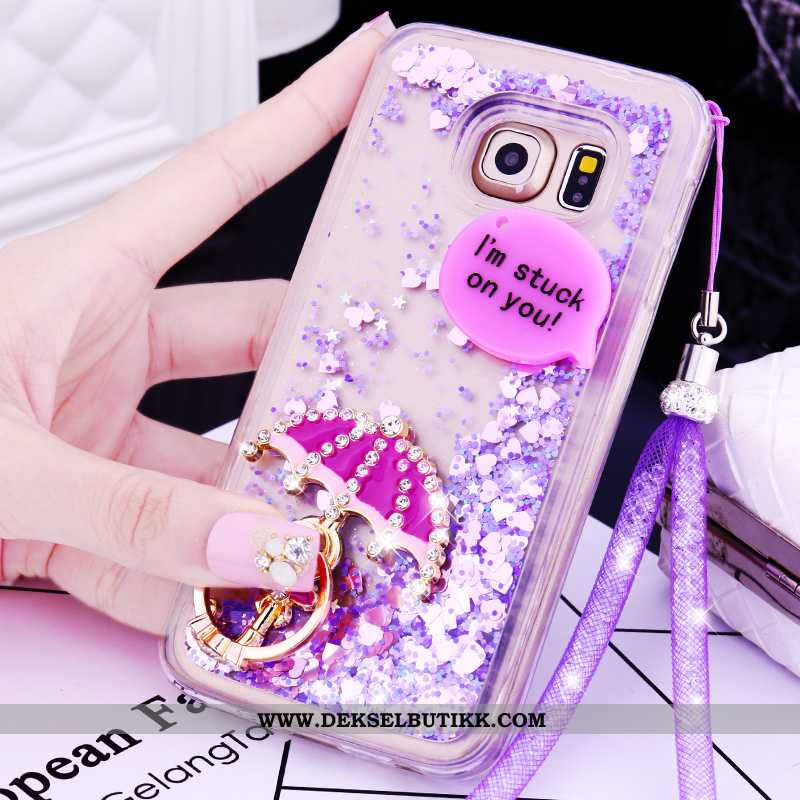 Deksel Samsung Galaxy S6 Cartoon Silikon Hengende Nakke Lilla, Etui Samsung Galaxy S6 Vakker Rabatt