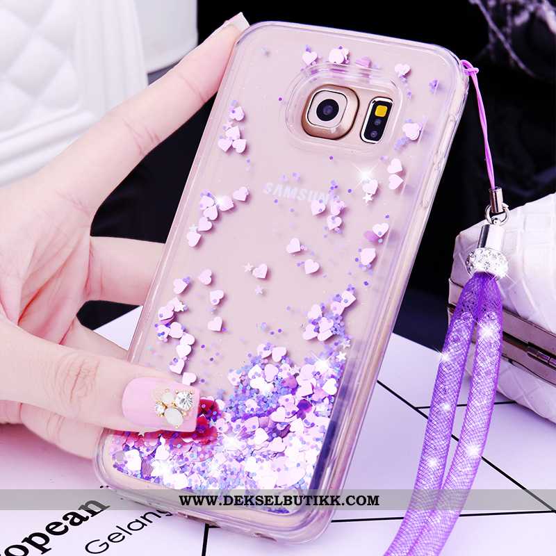 Deksel Samsung Galaxy S6 Cartoon Silikon Hengende Nakke Lilla, Etui Samsung Galaxy S6 Vakker Rabatt