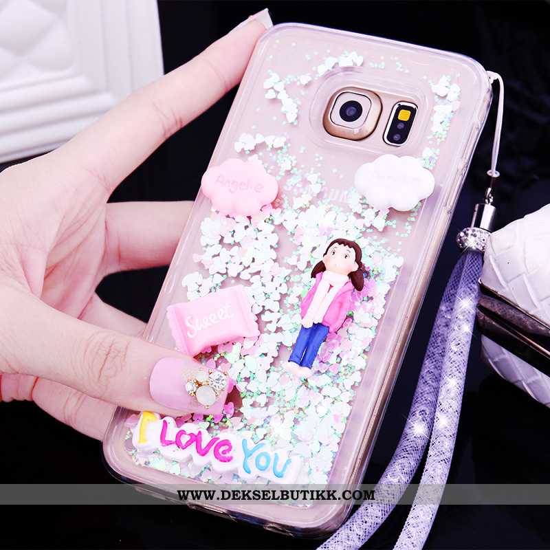 Deksel Samsung Galaxy S6 Cartoon Silikon Hengende Nakke Lilla, Etui Samsung Galaxy S6 Vakker Rabatt