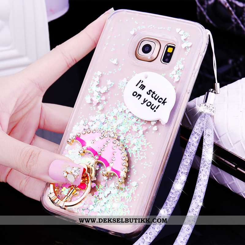 Deksel Samsung Galaxy S6 Cartoon Silikon Hengende Nakke Lilla, Etui Samsung Galaxy S6 Vakker Rabatt