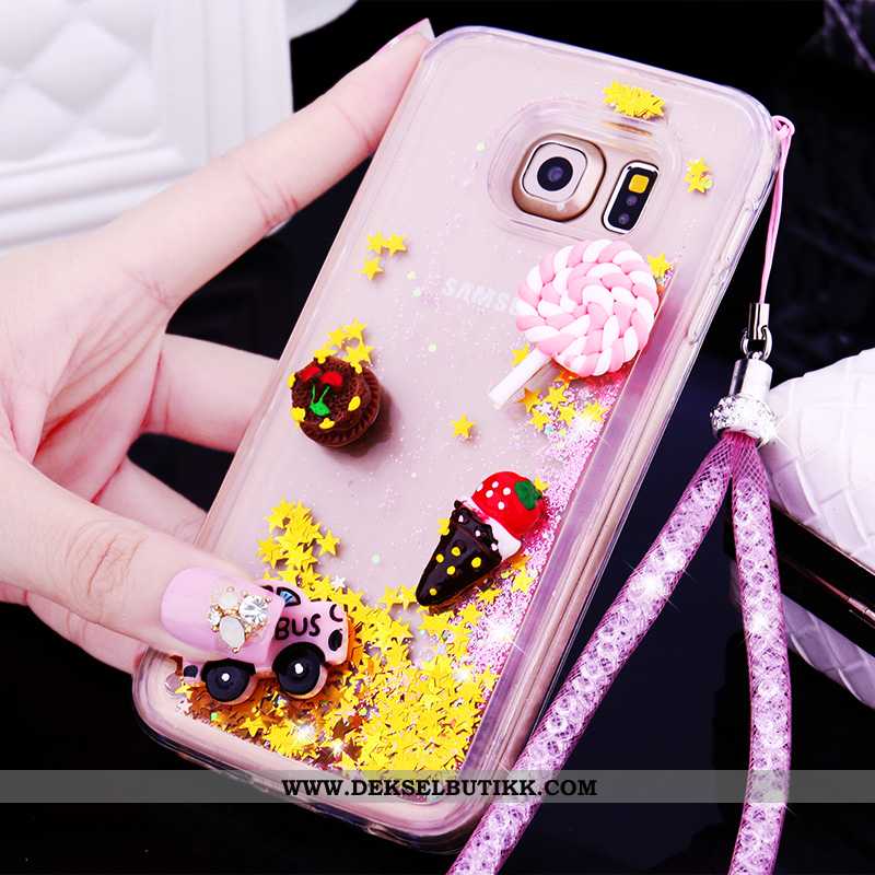 Deksel Samsung Galaxy S6 Cartoon Silikon Hengende Nakke Lilla, Etui Samsung Galaxy S6 Vakker Rabatt