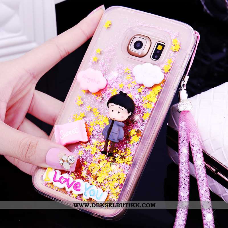 Deksel Samsung Galaxy S6 Cartoon Silikon Hengende Nakke Lilla, Etui Samsung Galaxy S6 Vakker Rabatt