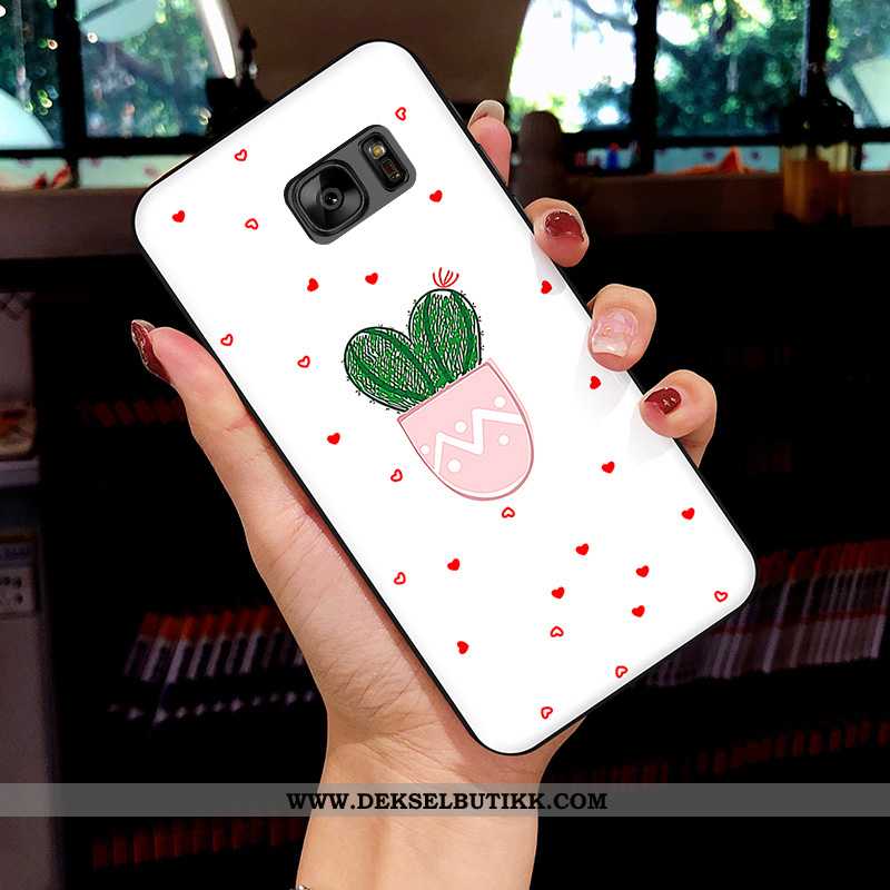 Deksel Samsung Galaxy S7 Cartoon Mobiltelefon Hvit Stjernene Hvitt, Etui Samsung Galaxy S7 Myke Tilb