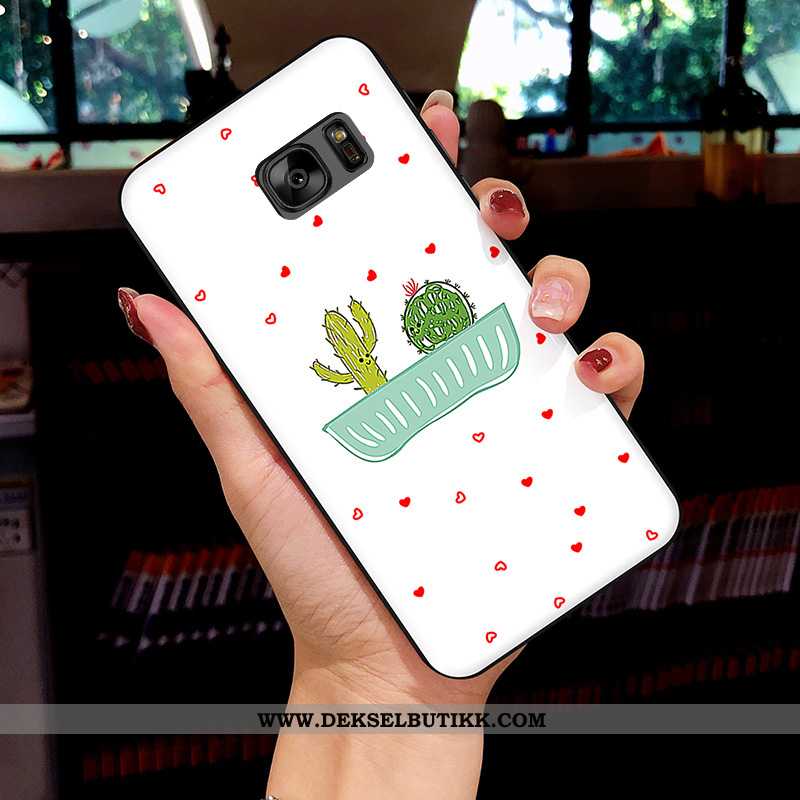 Deksel Samsung Galaxy S7 Cartoon Mobiltelefon Hvit Stjernene Hvitt, Etui Samsung Galaxy S7 Myke Tilb