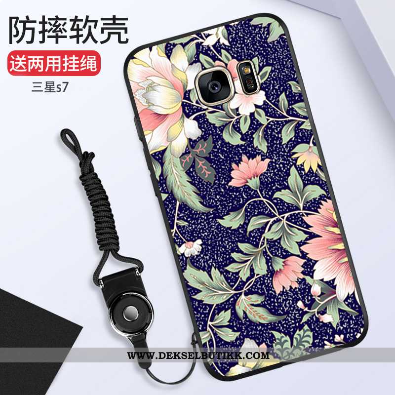 Deksel Samsung Galaxy S7 Mote Anti-fall Silikon Rosa, Etui Samsung Galaxy S7 Hengende Ornamenter Bil