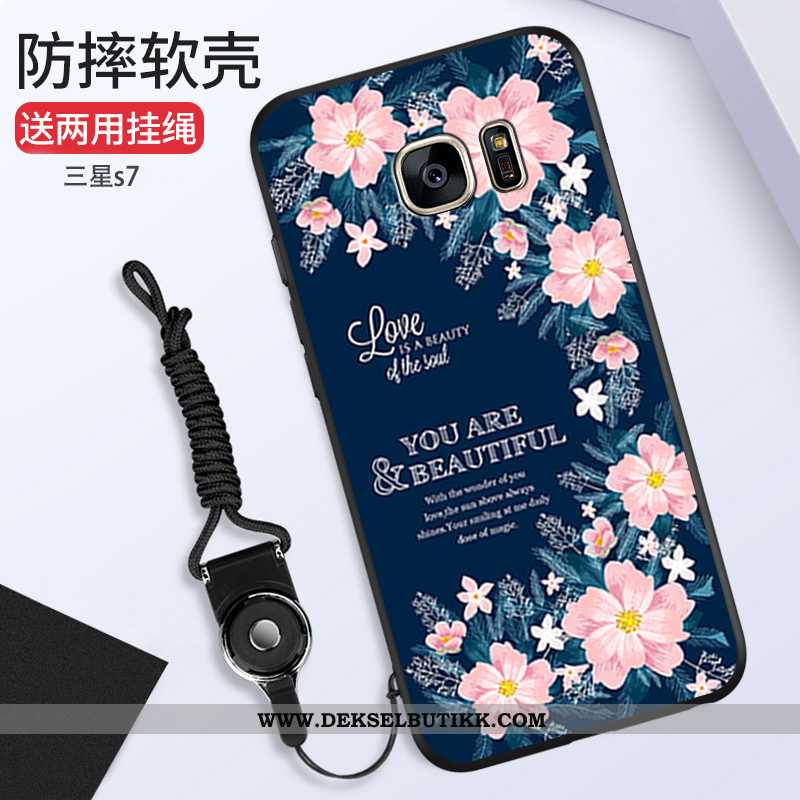 Deksel Samsung Galaxy S7 Mote Anti-fall Silikon Rosa, Etui Samsung Galaxy S7 Hengende Ornamenter Bil