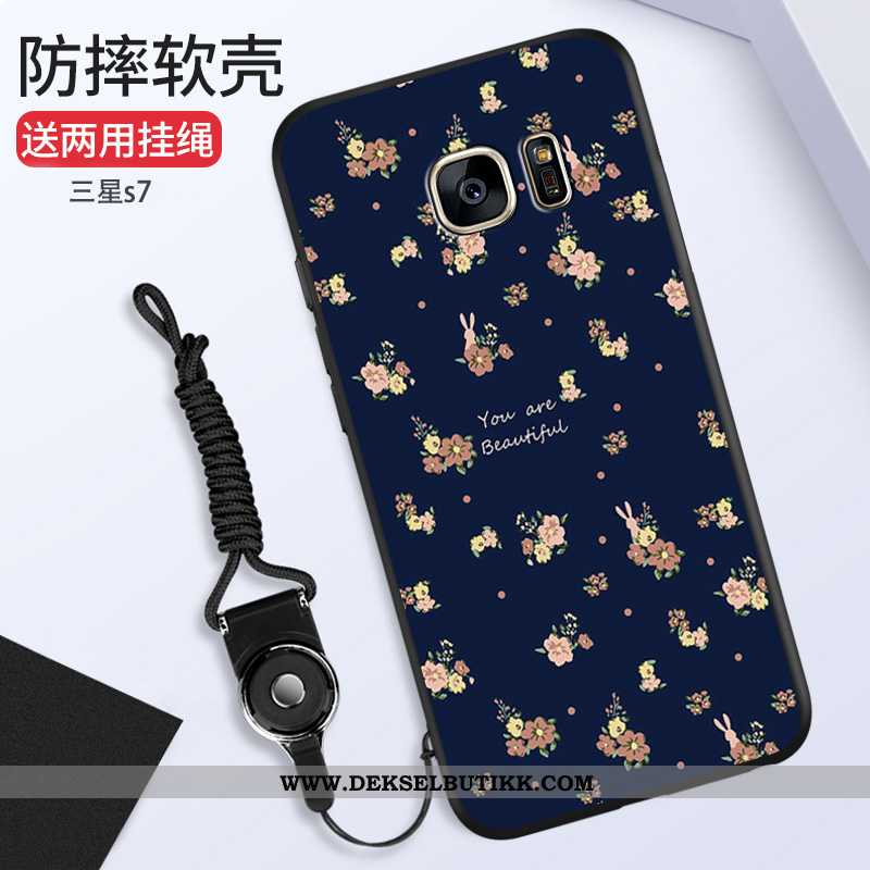 Deksel Samsung Galaxy S7 Mote Anti-fall Silikon Rosa, Etui Samsung Galaxy S7 Hengende Ornamenter Bil