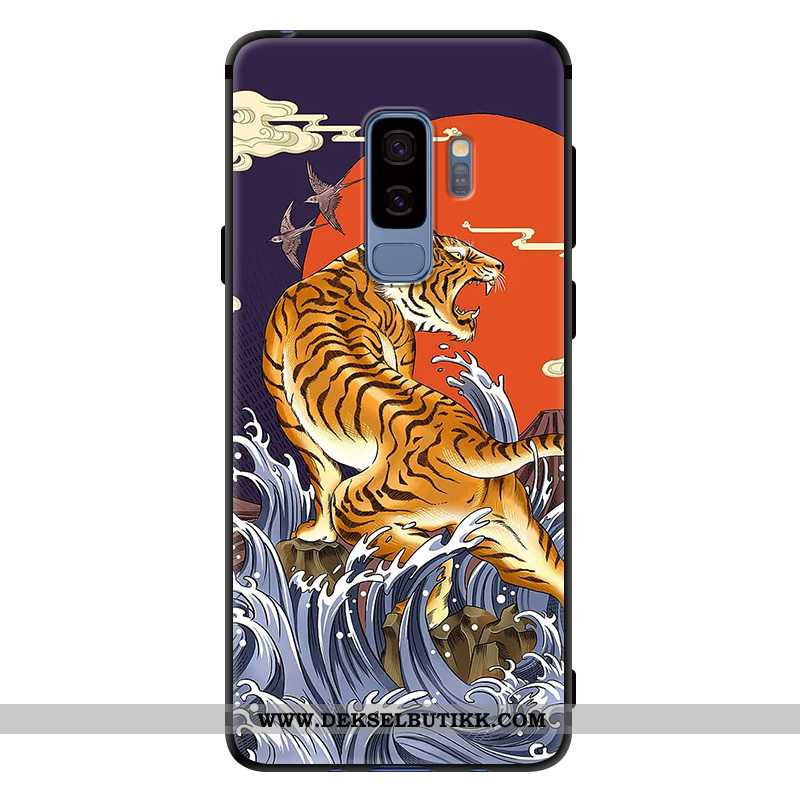 Deksel Samsung Galaxy S9+ Vintage Crane Stilig Kinesisk Stil Lilla, Etui Samsung Galaxy S9+ Trend Bi