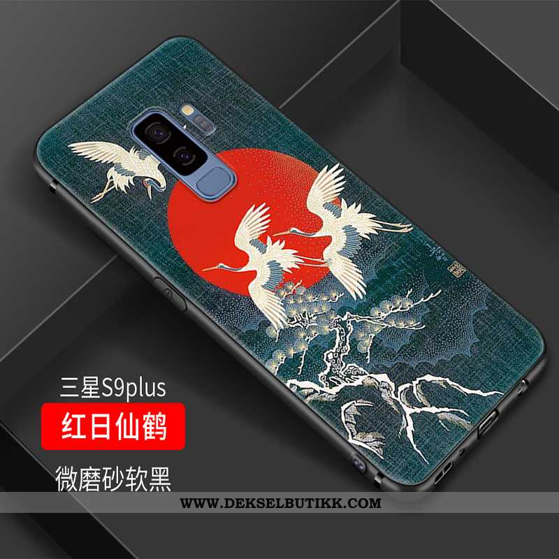 Deksel Samsung Galaxy S9+ Vintage Crane Stilig Kinesisk Stil Lilla, Etui Samsung Galaxy S9+ Trend Bi