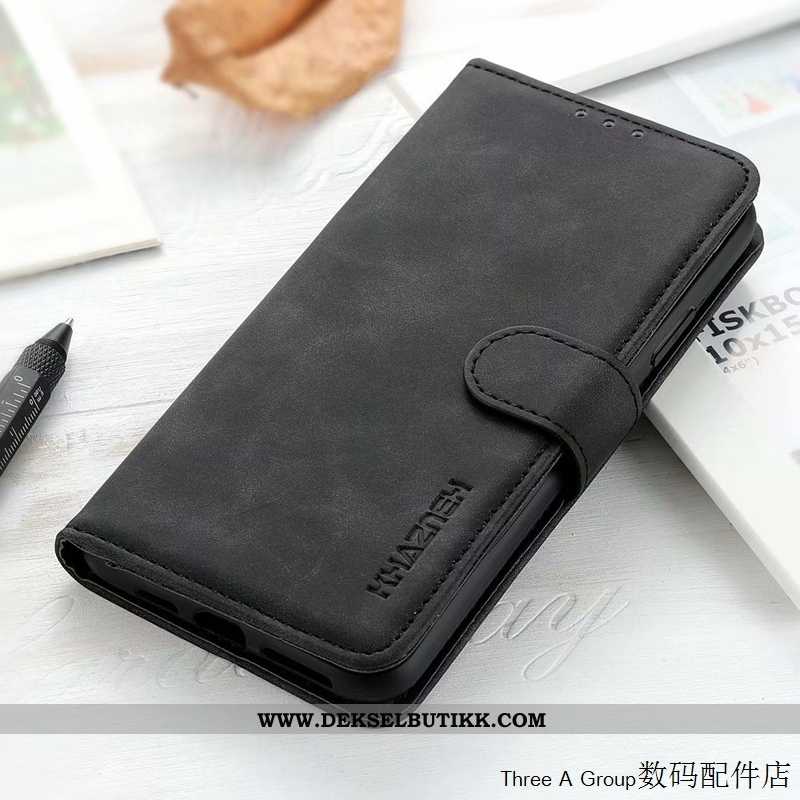 Deksel Sony Xperia 10 Ii Vintage Nubuck Mobiltelefon Folio Svart, Etui Sony Xperia 10 Ii Skinndeksel