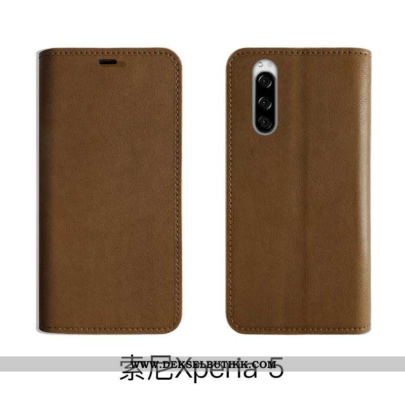 Deksel Sony Xperia 5 Skinn Business Myke Brun, Etui Sony Xperia 5 Vintage Butikk