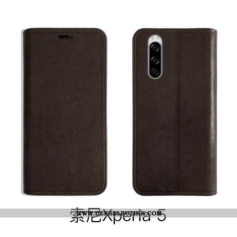 Deksel Sony Xperia 5 Skinn Business Myke Brun, Etui Sony Xperia 5 Vintage Butikk