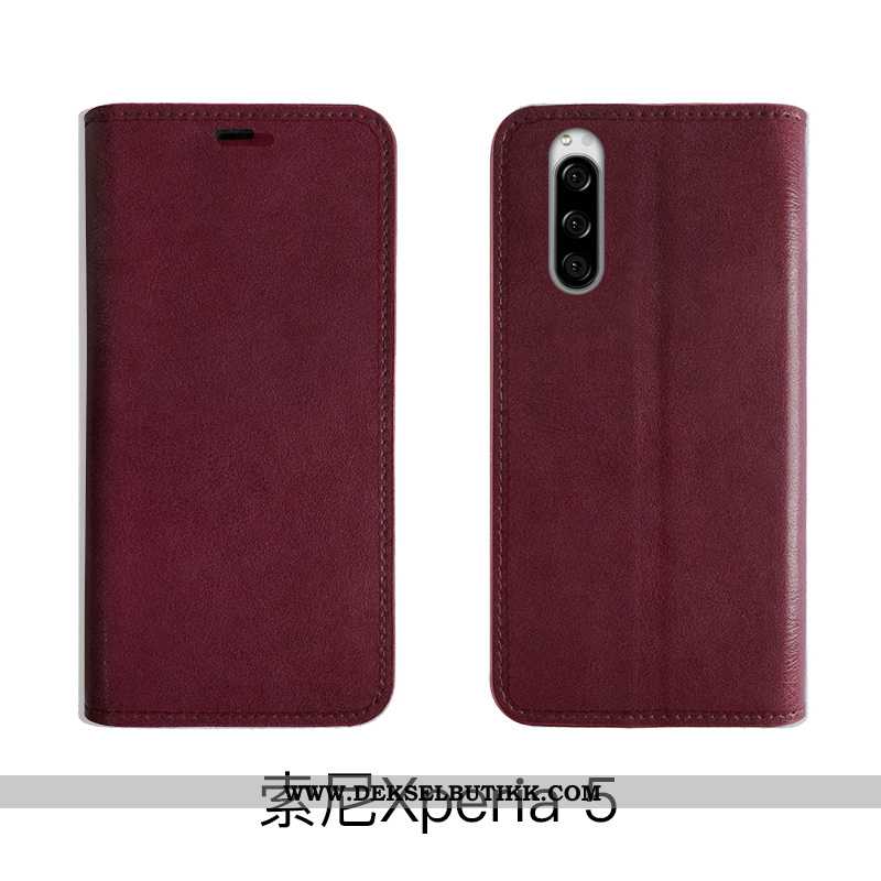 Deksel Sony Xperia 5 Skinn Business Myke Brun, Etui Sony Xperia 5 Vintage Butikk