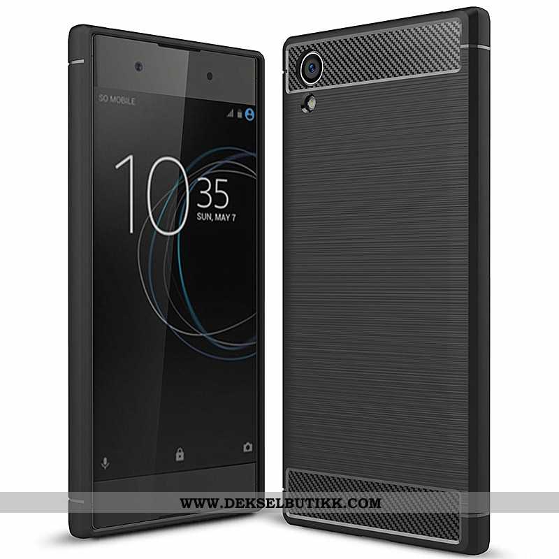 Deksel Sony Xperia Xa1 Plus Mote Fiber Etui Svart, Sony Xperia Xa1 Plus Trend Billig