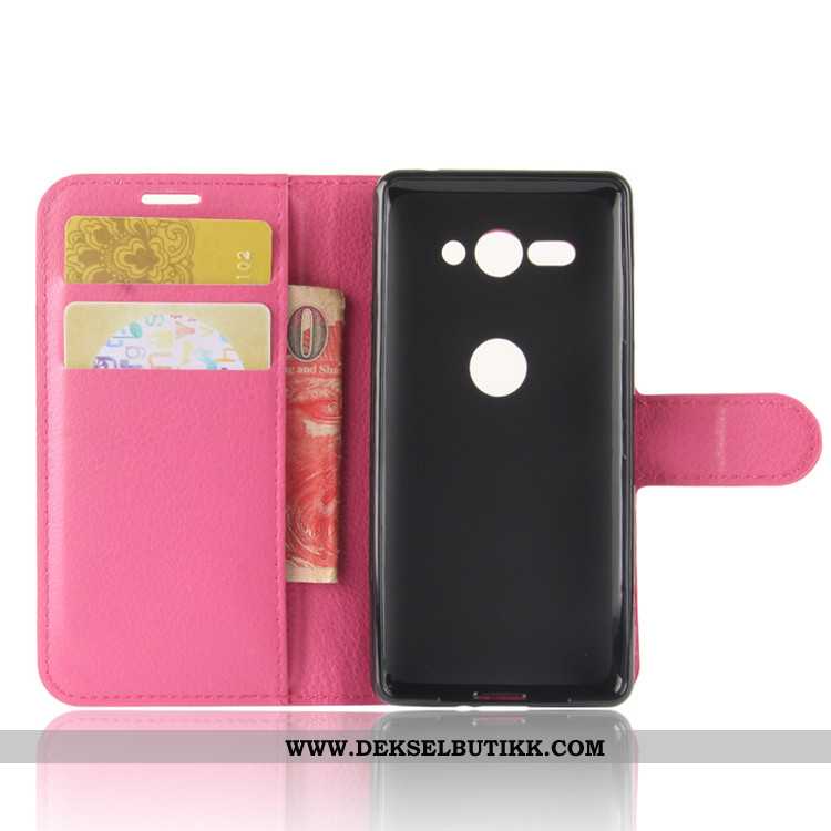 Deksel Sony Xperia Xz2 Compact Lommebok Svart Skinndeksel, Etui Sony Xperia Xz2 Compact Beskyttelse 