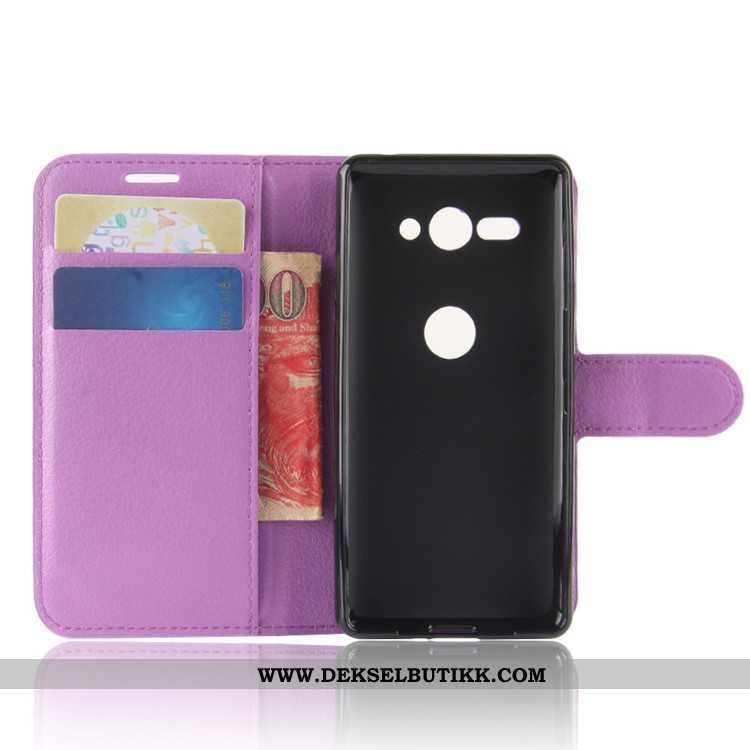 Deksel Sony Xperia Xz2 Compact Lommebok Svart Skinndeksel, Etui Sony Xperia Xz2 Compact Beskyttelse 