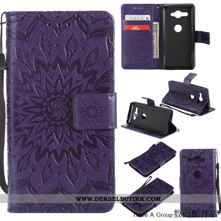 Deksel Sony Xperia Xz2 Compact Skinndeksel Folio Anti-fall Lilla, Etui Sony Xperia Xz2 Compact Relie