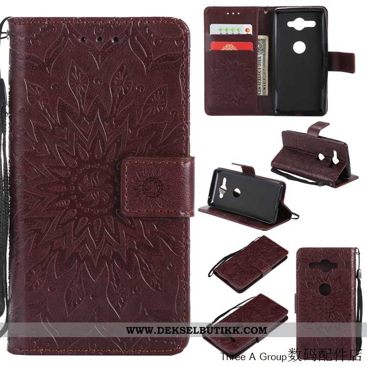 Deksel Sony Xperia Xz2 Compact Skinndeksel Folio Anti-fall Lilla, Etui Sony Xperia Xz2 Compact Relie