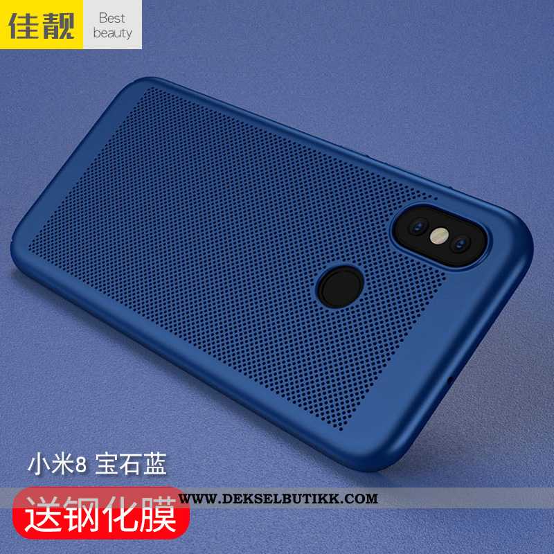 Deksel Xiaomi Mi 8 Trend Mobiltelefon Nubuck Beskyttelse Mørkeblå, Etui Xiaomi Mi 8 Tynne Butikk