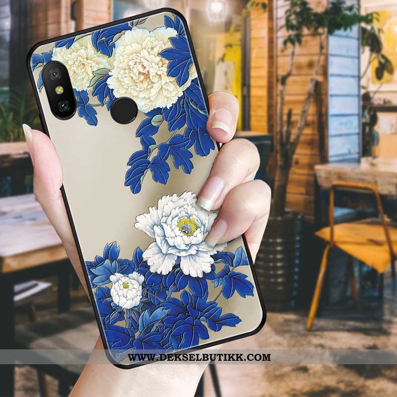 Deksel Xiaomi Mi A2 Lite Nubuck Blå Blomster Liten, Etui Xiaomi Mi A2 Lite Kreativ Salg