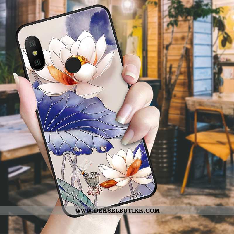 Deksel Xiaomi Mi A2 Lite Nubuck Blå Blomster Liten, Etui Xiaomi Mi A2 Lite Kreativ Salg