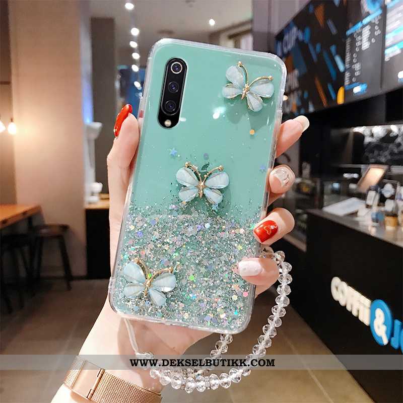 Deksel Xiaomi Mi A3 Beskyttelse Silikon Anti-fall Butterfly Blå, Etui Xiaomi Mi A3 Gjennomsiktig Til