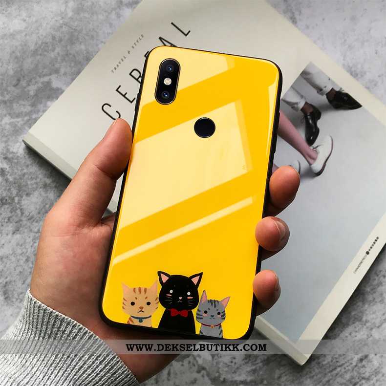 Deksel Xiaomi Mi Mix 3 Cartoon Silikon Liten Glass Gul, Etui Xiaomi Mi Mix 3 Vakker Kjøpe