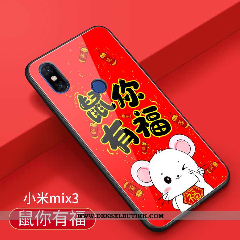 Deksel Xiaomi Mi Mix 3 Cartoon Silikon Mobiltelefon Tynne Rød, Etui Xiaomi Mi Mix 3 Vakker Tilbud