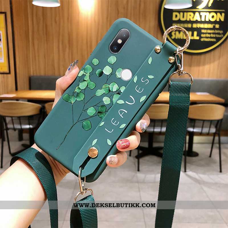 Deksel Xiaomi Mi Mix 3 Hengende Ornamenter Nubuck Blad Etui Grønn, Xiaomi Mi Mix 3 Myke Salg