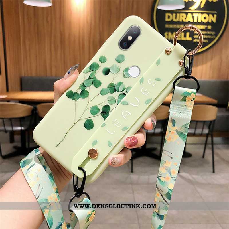 Deksel Xiaomi Mi Mix 3 Hengende Ornamenter Nubuck Blad Etui Grønn, Xiaomi Mi Mix 3 Myke Salg