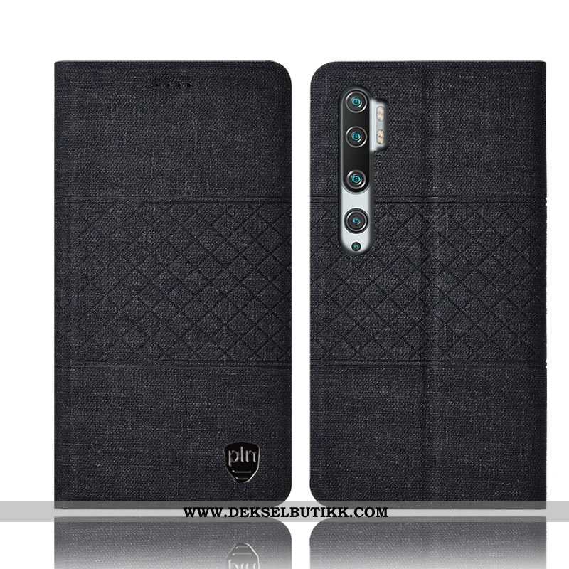 Deksel Xiaomi Mi Note 10 Bomull Folio Beskyttelse Grå, Etui Xiaomi Mi Note 10 Skinndeksel Billig