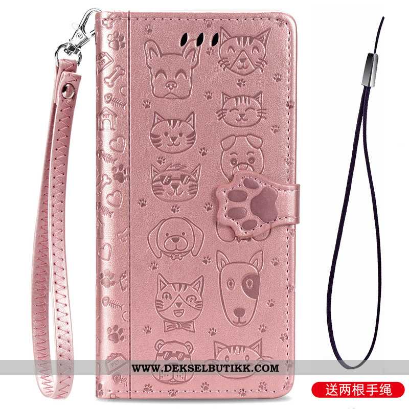 Deksel Xiaomi Mi Note 10 Lite Hengende Ornamenter Skinn Lær Preging Liten Rosa, Etui Xiaomi Mi Note 