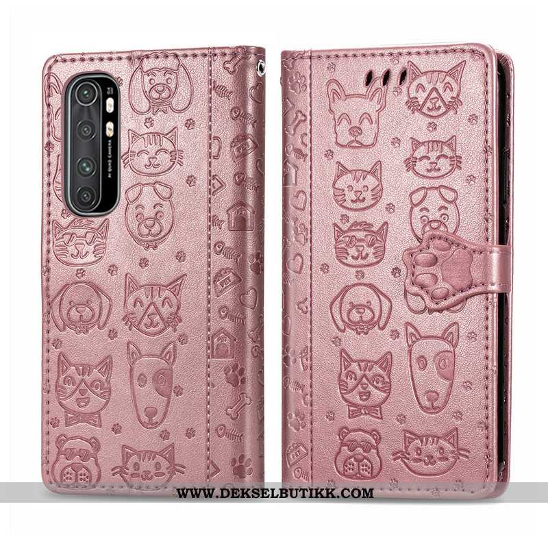 Deksel Xiaomi Mi Note 10 Lite Hengende Ornamenter Skinn Lær Preging Liten Rosa, Etui Xiaomi Mi Note 