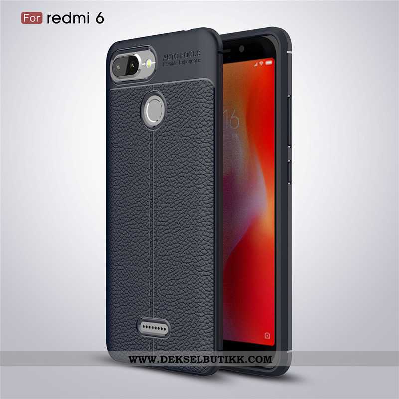 Deksel Xiaomi Redmi 6 Ultra Skinn Lær High End Rød Svart, Etui Xiaomi Redmi 6 Tynne Billige