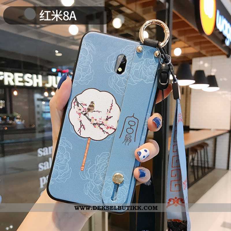 Deksel Xiaomi Redmi 8a Nubuck Vintage Kinesisk Stil Net Red Lilla, Etui Xiaomi Redmi 8a Hengende Orn