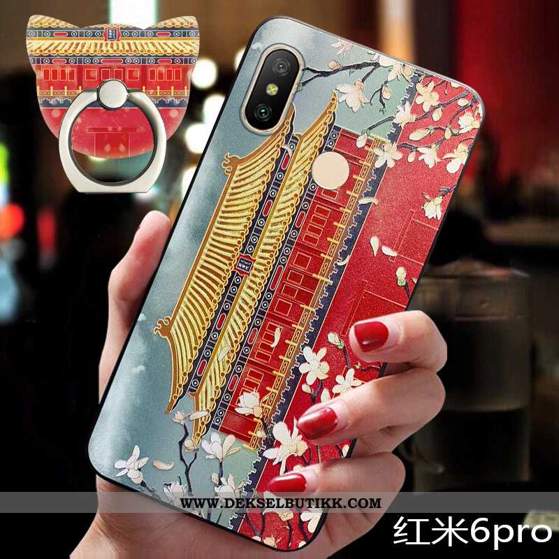 Deksel Xiaomi Redmi Note 6 Pro Vintage Mobiltelefon Anti-fall Rød, Etui Xiaomi Redmi Note 6 Pro Tren