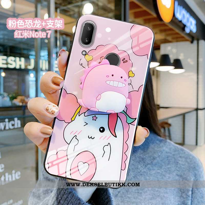 Deksel Xiaomi Redmi Note 7 Cartoon Lovers Rosa Glass, Etui Xiaomi Redmi Note 7 Vakker Billige