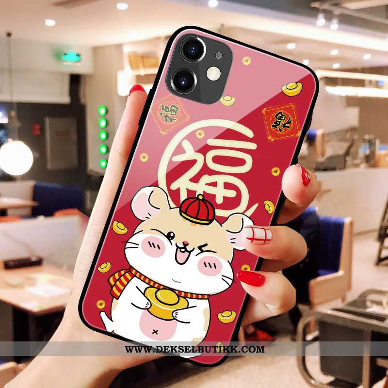 Deksel iPhone 11 Glass Cartoon Silikon Rød, Etui iPhone 11 Kreativ Billige