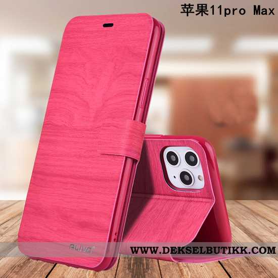 Deksel iPhone 11 Pro Max Beskyttelse Myke Folio Mobiltelefon Rosa, Etui iPhone 11 Pro Max Skinndekse