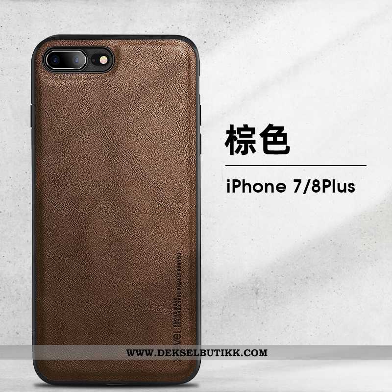 Deksel iPhone 8 Plus Tynne Skinn Lær Anti-fall High End Blå, Etui iPhone 8 Plus Beskyttelse Billige