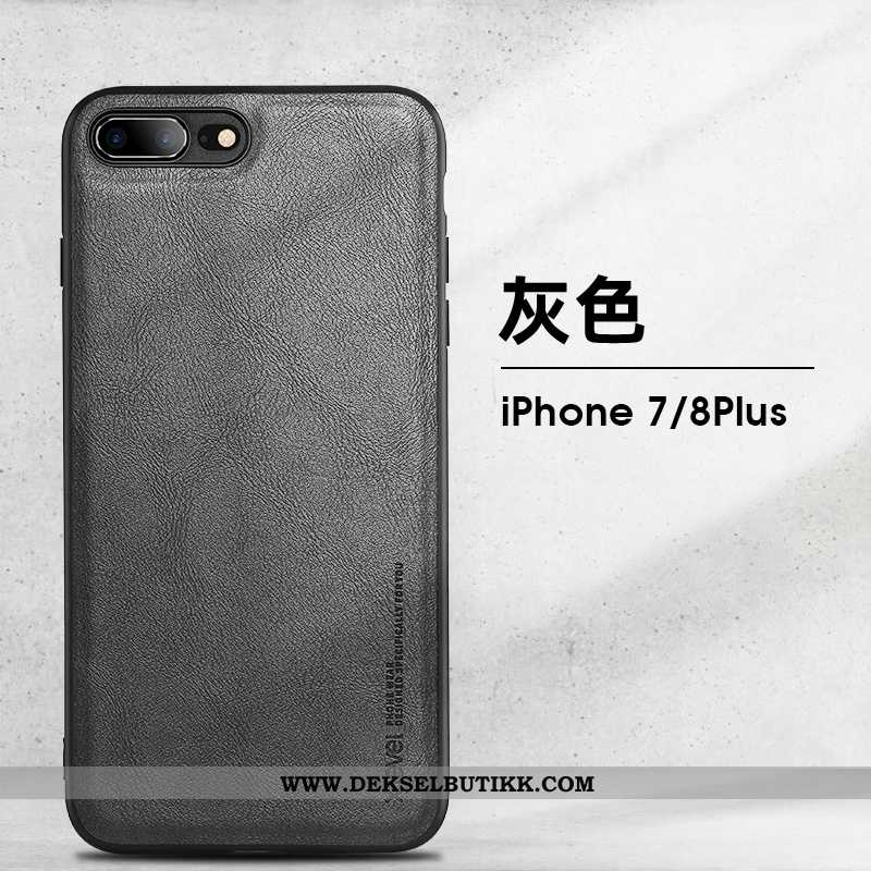 Deksel iPhone 8 Plus Tynne Skinn Lær Anti-fall High End Blå, Etui iPhone 8 Plus Beskyttelse Billige