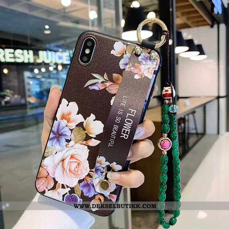 Deksel iPhone X Beskyttelse Rosa Kunst Armbånd Svart, Etui iPhone X Nubuck Butikk