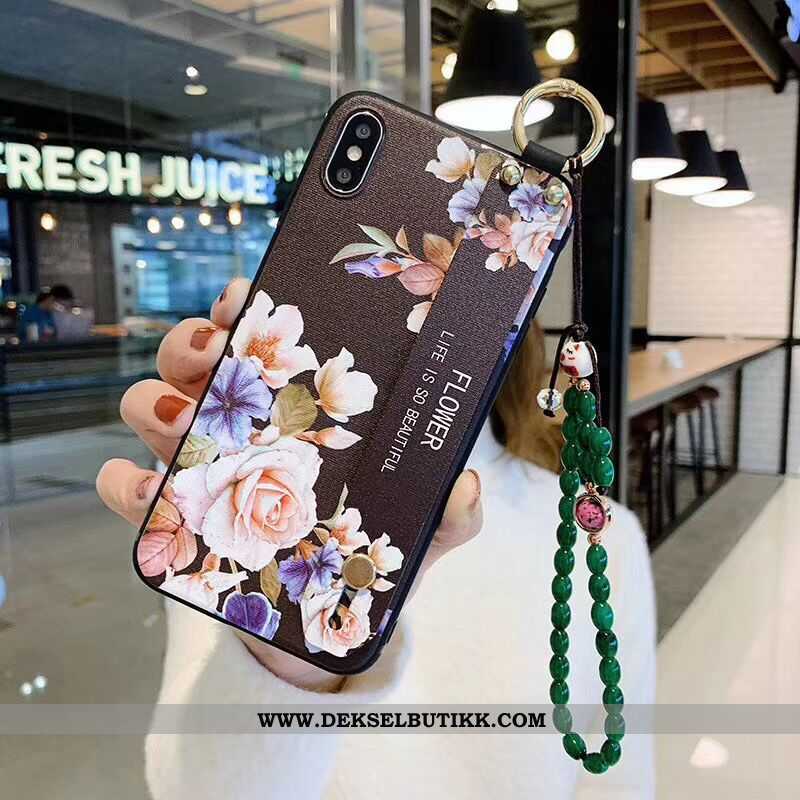 Deksel iPhone X Beskyttelse Rosa Kunst Armbånd Svart, Etui iPhone X Nubuck Butikk