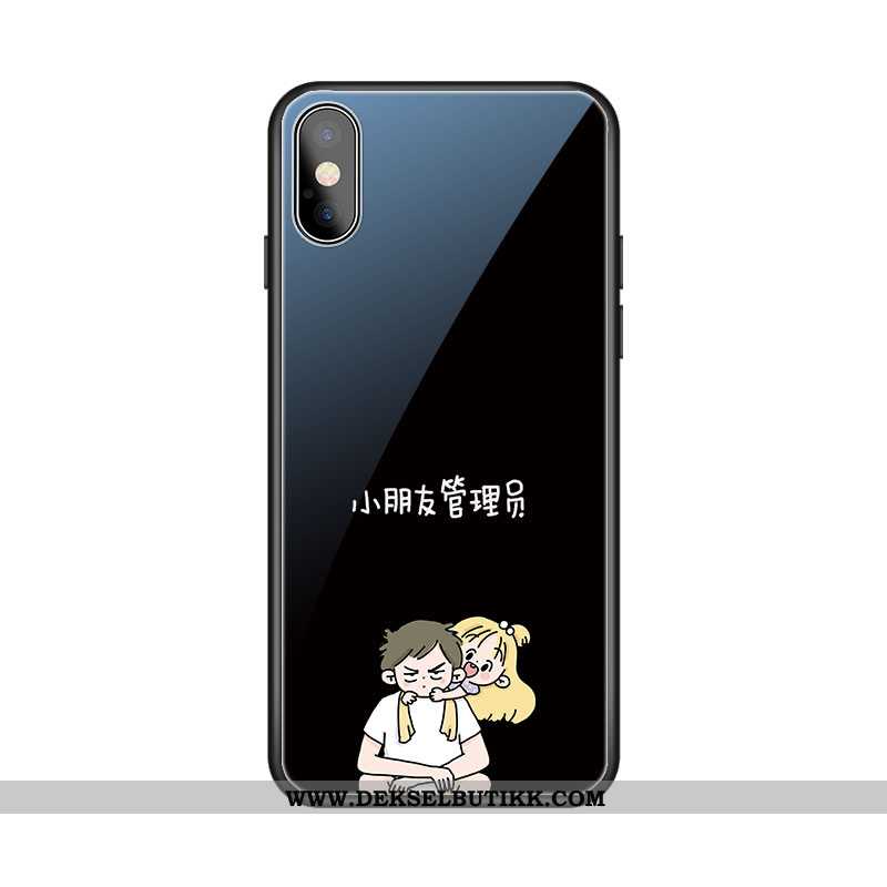 Deksel iPhone X Cartoon Glass Lovers Fersk Svart, Etui iPhone X Vakker På Nett