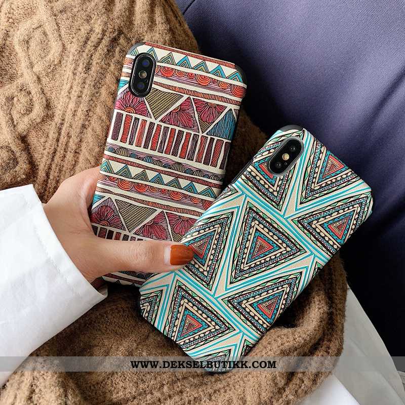 Deksel iPhone X Vintage Vind Nubuck Anti-fall Blå, Etui iPhone X Mønster Billige