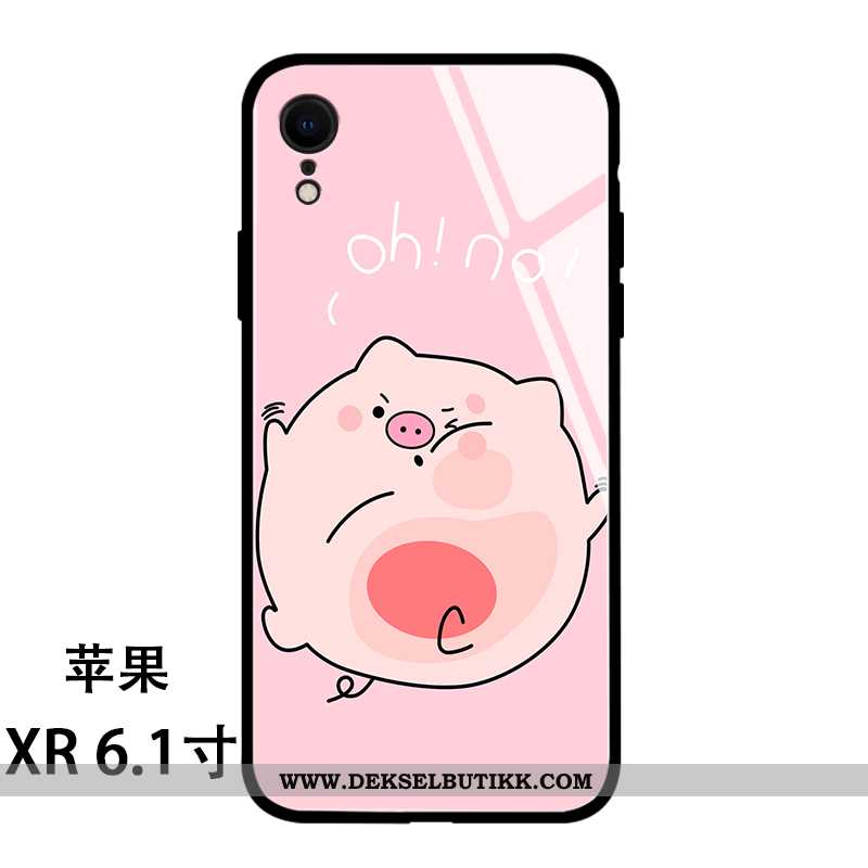 Deksel iPhone Xr Cartoon Kreativ Glass Mobiltelefon Rosa, Etui iPhone Xr Vakker Butikk