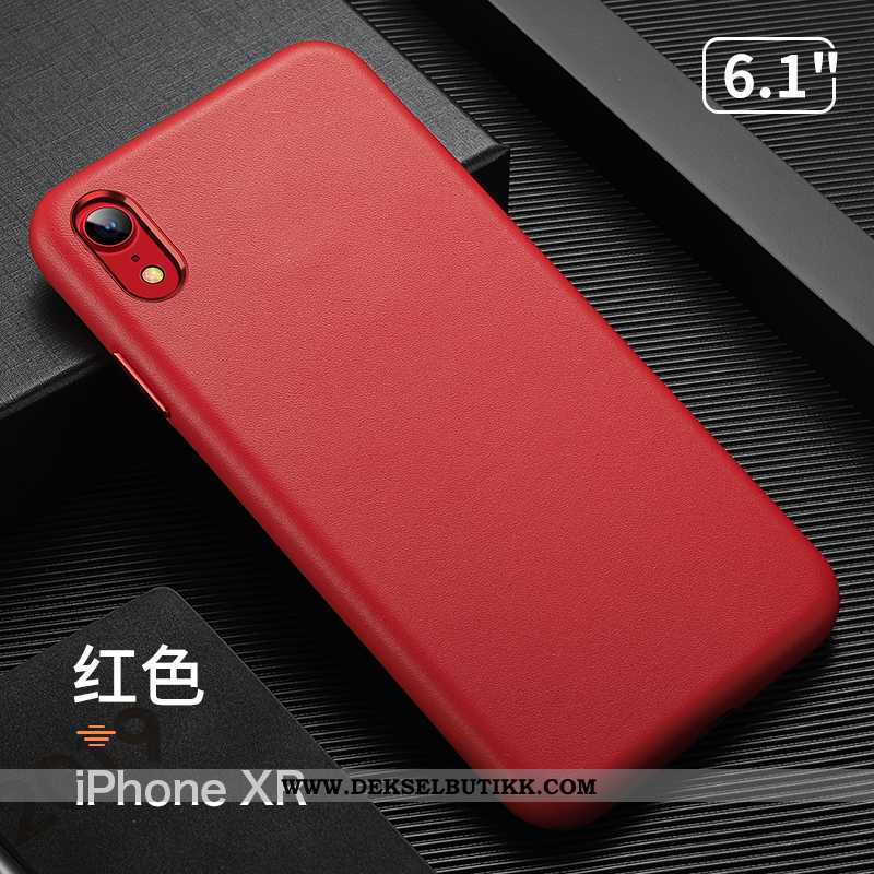 Deksel iPhone Xr Kreativ Business High End Net Red Beige, Etui iPhone Xr Skinn Lær Rabatt