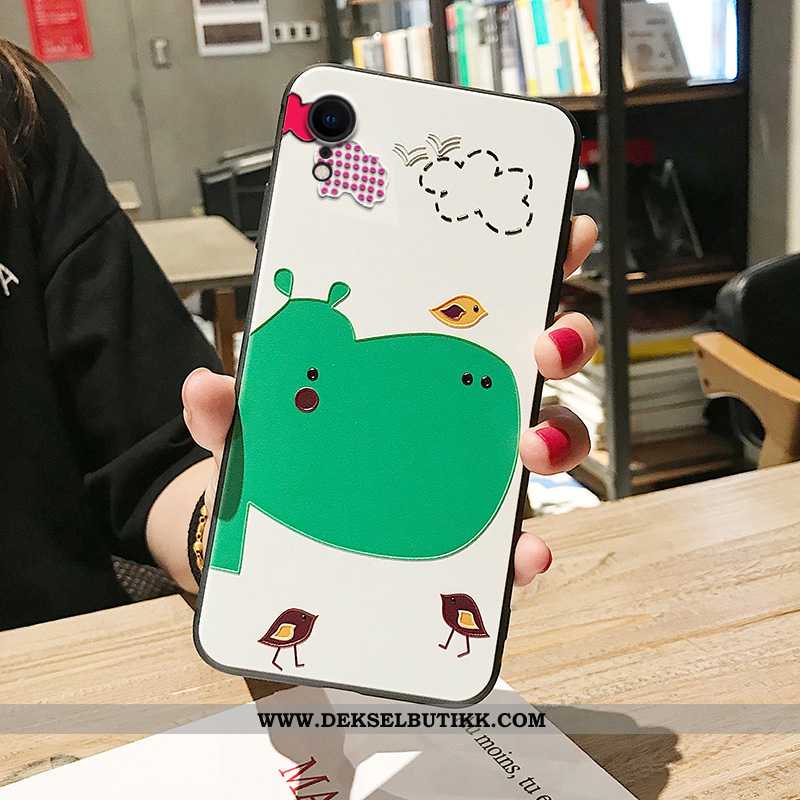 Deksel iPhone Xr Relieff Mobiltelefon Silikon Nubuck Grønn, Etui iPhone Xr Cartoon Salg